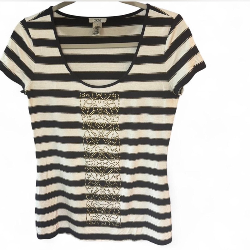 Cache Striped Embellished Fitted Tee - Small - Picture 2 of 8